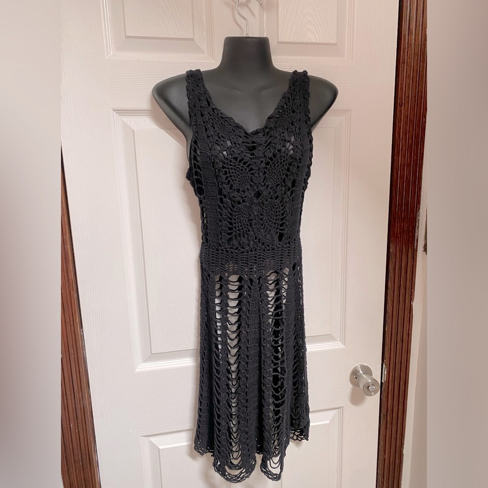 Gorgeous crocheted Free People dress! Sz m festival rave goth punk